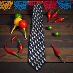 100% Italian Silk Jose Cuervo Navy Patterned Men's Tie
